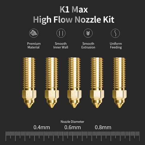 Creality Official K1 0.4mm Nozzles Kit, High Speed and High Flow 0.4mm Brass Nozzles Kit for Creality K1, K1 Max, CR-M4 3D Printers in Saudi Arabia