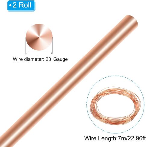 PATIKIL 99.9% Soft Copper Wire, 1Pcs 23Gauge/0.6mm Diameter 7m/22.96ft Spool Pure Copper Craft Wire for Jewelry Making Beading Garden Plants in Saudi Arabia