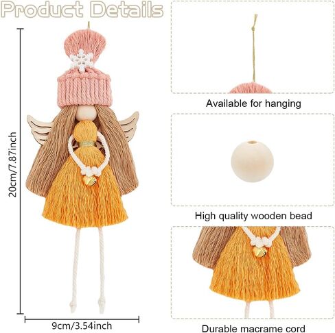 freebloss 4 مجموعة diy macrame Angel Kit عيد الميلاد Macrame Angel Kit Macrame شنقا زخرفة Macrame شنقا ديكور DIY Macrame Kit للمبتدئين in Saudi Arabia