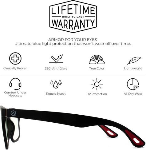 Gamer Advantage Blue Light Gaming Glasses - Professional Grade Technology Glasses for Gamers - Blue Light Blocking in Saudi Arabia