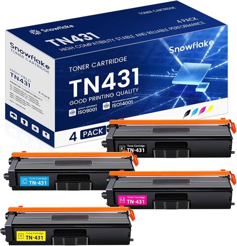 4 Pack TN-431 TN431 Compatible TN431BK TN431C TN431M TN431Y Black Cyan Magenta Yellow Toner Cartridge Set Replacement for Brother MFC-L8900CDW MFC-L8610CDW MFC-L9570CDW HL-L8360CDW Printer. in Saudi Arabia