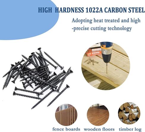 014973291563 مسامير خشبية مسطحة TwinFast من فيليبس، برغي خشبي 8 × 2 بوصة، رأس تروس مسطح مطلي بالفوسفات الأسود، براغي جدارية سريعة ذاتية التنصت (#8 × 2 بوصة 80 قطعة) in Kuwait