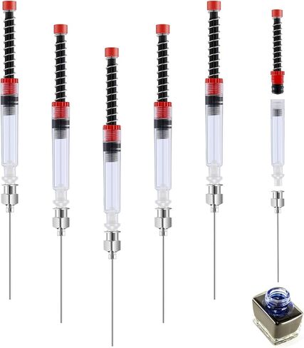 Zonon 5 Pieces Fountain Pen Ink Syringe Filler Ink Filling Syringe with Metal Blunt Needle Tip Fountain Pen Spring Filler Ink Auxiliary Absorber Syringe Tool for Ink Converter in Saudi Arabia