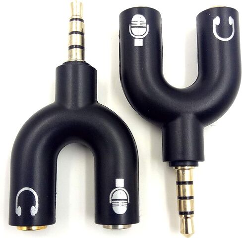 2 حزمة محول مقسم سماعة الرأس، Haokiang U شكل 3.5 ملم 4 أقطاب ذكر إلى 2 × 3 أقطاب أنثى سماعة رأس Y مقسم لسماعات رأس ستيريو الصوت والميكروفون in Kuwait