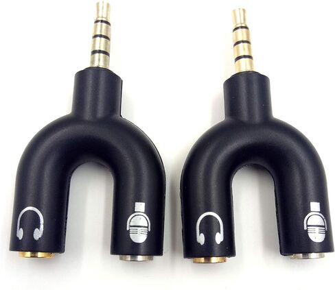 2 حزمة محول مقسم سماعة الرأس، Haokiang U شكل 3.5 ملم 4 أقطاب ذكر إلى 2 × 3 أقطاب أنثى سماعة رأس Y مقسم لسماعات رأس ستيريو الصوت والميكروفون in Kuwait