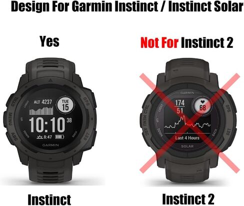 (3 + 2 + 1) (ليس للغريزة 2) للساعة الذكية Garmin Instinct and Instinct Solar (3 عبوات) واقيات شاشة من الزجاج المقسى + (2 قطعة) مقابس مضادة للغبار لمنفذ الشاحن + (1 قطعة) غطاء حماية من مادة TPU in Saudi Arabia