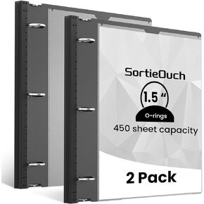 SortieOuch Telescoping 3 Ring Binder 1.5Inch-6 Pack, Clear View Binder Three Ring PVC-Free(Fit 8.5x11 Inches),Flexible Round Binder for School or Office Binder Use
