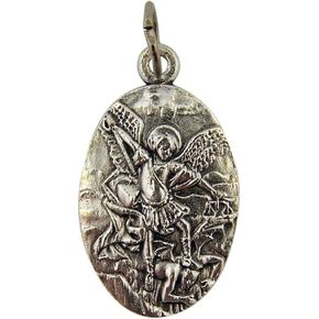Archangel Saint St Michael 1" Silver Tone Medal Pendant