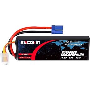 4S Lipo Battery 5200mAh 14.8V 50C with EC5 Plug Soft Case for RC Car Boat RC Helicopter Airplane Multi-Motor RC Models（5.19 * 1.76 * 1.39 inch）