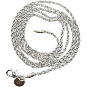 SUKKCCNO S925 Sterling Silver Chain Twisted Rope Chain 2mm can be Freely Matched with 925 Necklace Chain 16# 18# 20# 22# 24# 26# 28# 30#