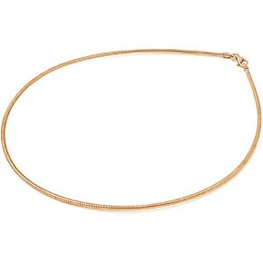 Sterling Silver Gold Plated Round Omega Snake Chain 1.3mm Solid 925 Italy Wire Necklace