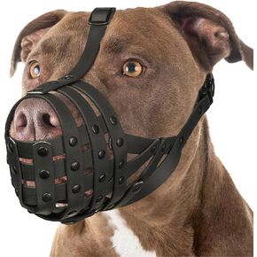 Mayerzon Pitbull Muzzle for Large Medium Sized Dogs to Prevent Biting Scavenging, Basket Muzzle for Rottweiler Staffordshire Terrier in Grooming Training, Allow to Pant Drink, Lightweight and Sturdy