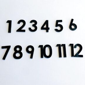 Set of 12 Pcs Mini Arabic Mirrored Acrylic Numerals for DIY a Wall Clock (Black)