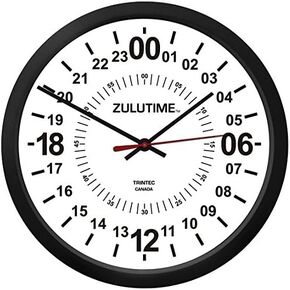 Trintec 24 Hour Military TIME SWL Zulu TIME White 24HR White Wall Clock 10"