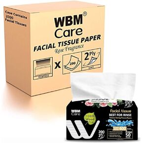 Care Professional Facial Tissue with Rose Fragrance, 10 Boxes/Case, 200 Sheets/Each, Pack of 10, White