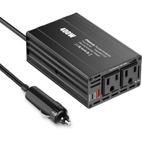 400W Car Power Inverter,DC 12V to 110V AC Car Plug Adapter Outlet Converter with [65W USB-C] /USB-Fast Charger(24W) car Charger for Laptop Computer