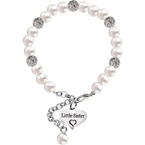 LParkin Sister Bracelets Big Sister Little Sister Middle Sister Bracelet Set Sister Gift Pearl Jewelry