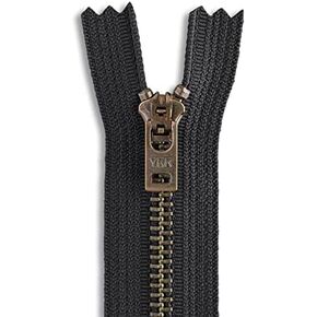 Black Zipper 9 inch Metal Zipper Black 9" Antique Brass Metal Heavy Duty Zippers Non Separating Sewing Zipper Craft Zippers