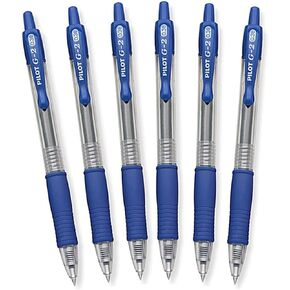 Pilot G2 Retractable Premium Gel Ink Roller Ball Pens Ultra Fine (.38) Blue, Americas #1 Selling Pen Brand, Pack Of 6