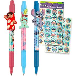 Disney Lilo and Stitch Pens Set - Bundle with 3 Lilo and Stitch Pens with Clip Plus Stickers for Kids School Supplies Desk Accessories for Boys, Girls
