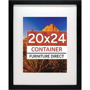 20x24 Picture Frames with Beveled Mat & Built-in Wall Mounting Hanger, Horizontal and Vertical Formats, Black, 20" x 24", 1 Pack