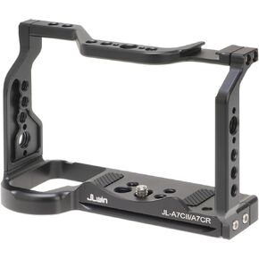 Camera Cage for Sony Alpha A7CR (ILCE-7CR) and A7CII (ILCE-7CM2) Mirrorless Camera, Aluminium Video Vlogging Rig with Cold Shoe, 1/4"-20 Screw Mount, 3/8"-16 Locating Holes for Arri Grip