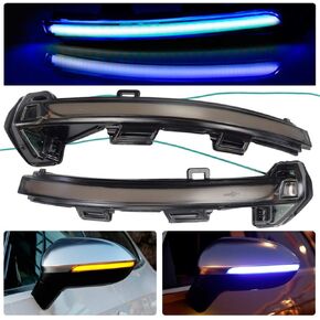 Hacreyatu Dynamic LED Side Mirror Turn Signal Light Indicator Marker For VW Passat B8 Arteon 2015-2020 (Blue+Yellow)
