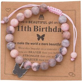 8 Year Old Girl Birthday Gift Butterfly Braclets Gifts for 6 7 8 9 10 Year Old Girls Gifts Little Granddaughter 6-8/8-12 Gifts Jewelry Niece Teens Girls with Message Card