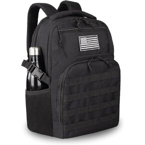 Military Tactical Backpack for Travel Hiking,Black Backpack for Men with Bottle Holder, 30L Small Laptop Backpack for Work, Men's Assault Bag Back Pack