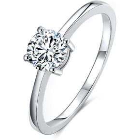 1CT Moissanite Solitaire Engagement Rings for Women 925 Sterling Silver Moissanite Promise Rings 4 Prong Moissanite Engagement Ring D Color VVS1 Clarity Wedding band