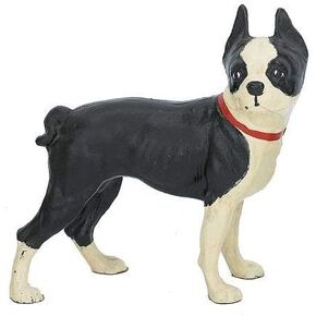 Large Cast Iron Standing Boston Terrier Dog Door Stop Doorstop - Weighs Over 8-1/2 lbs.
