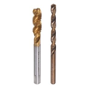 uxcell M8 x 1.25 Spiral Flute Tap 6.8mm Drill Bit Set, Metric Titanium Plated M35 Cobalt High Speed Steel Machine Threading Screw Tap Drilling Tool