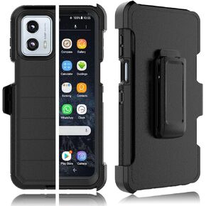 Tekcoo Case for Motorola Moto G 5G | 2023 Only | XT2313 with [Built-in Screen Protector] Secure Holster Locking Belt Clip [Military Grade 12FT Drop Tested] Full Body Carrying Kickstand Cover [Orange]