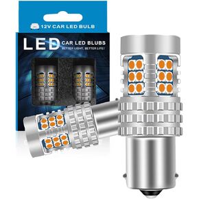 1156 لمبات إشارة الانعطاف LED متوافقة مع Nissan Pathfinder 1987-1998 أمامي، 1987-2004 خلفي، لمبة P21W، أصفر كهرماني، التوصيل والتشغيل، حزمة من 2