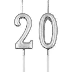 20th Birthday Candles, Blue Number 20 Candle for Cake, Happy Birthday Cake Topper Decoration for Birthday Anniversary Celebration Party Supplies