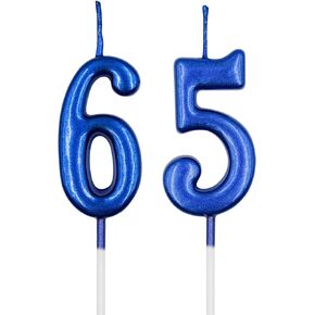 65th & 56th Birthday Candles, Black Number 65 56 Candle for Cake, Happy Birthday Cake Topper Decoration for Birthday Anniversary Celebration Party Supplies