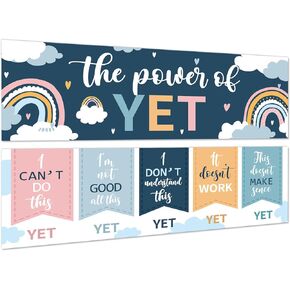 Eucalyptus Growth Mindset Posters Greenery Bulletin Board Decorations The Power of Yet Banner Eucalyptus Greenery Themed Classroom Decor Plant Mindset Chats for Preschool Elementary Wall Decor