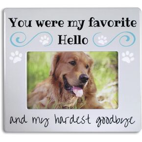 BANBERRY DESIGNS Pet Remembrance Gift - Pet Memorial Picture Frame - Bereavement Photo Frame for Dog or Cat - You were My Favorite Hello and My Hardest Goodbye