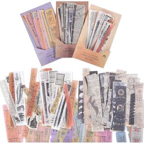 Vintage Washi Paper Stickers for Journaling, 120 Pieces Antique Planner bullet Journal Self-Adhesive Retro Aesthetic Decorative Stickers Decals for Scrapbook, DIY Arts and Crafts, Photo Album, Diary,