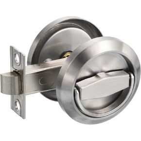 PATIKIL Round Recessed Door Lock, Stainless Steel 304 Hidden Recessed Cup Door Handle, Furniture Pulls Latch Knob for Privacy Pocket Door, Silver