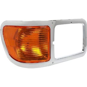 ECOTRIC Left Corner Signal Lights Compatible with 2000-2015 Ford F650 F750 w/Chrome Casing Headlight Bezel Trim Driver Side Replacement for FO2520196