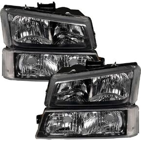 A&P Headlight Assembly for 2003 2004 2005 2006 Silverado Avalanche 1500 2500 3500 1500HD 2500HD Headlights Chrome Housing Clear Lens