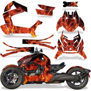 Roadster Graphics Full kit Sticker Decal Compatible with Can-Am Ryker 2018-2022 - Orange Flames