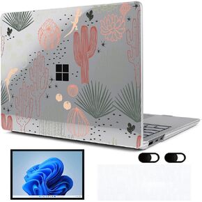 MEEgoodo for Microsoft Surface Laptop 15 inch Case with Metal Palm Rest, Clear Case for 5th 4th 3rd Generation, Laptop Hard Shell with Keyboard Cover & Webcam Cover & Screen Protector, Birds & Flowers
