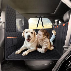 Back Seat Extender for Dogs, Hard Bottom Car Seat Cover for Dogs-Supports 400lb, Back Seat Pet Cover for Dogs with Car Barrier, Dog Hammock for Car SUV and Trucks in Kuwait