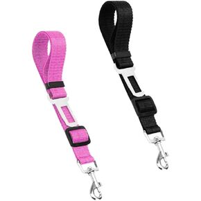 Dog Seat Belts 2 Pack Dog Car Seat Belts Adjustable Dog Seat Belt for Car, Dog Seatbelt, Dog Car Seat Belts, Seat Belt for Dogs in Car Pet Seat Belts for Dogs, Cats and Pets(Black Pink)