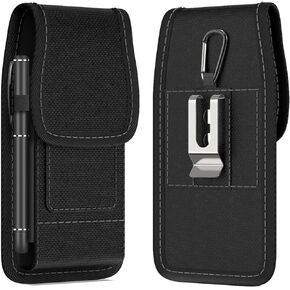 CoverON Holster for Motorola Moto G Power/G Play/Moto G 5G/ G Pure/Moto One 5G Plus/ G100, Cell Phone Case Belt Clip Carabiner Card ID Holder Vertical Nylon Pouch Bag (Fits Otterbox or Any Case on)