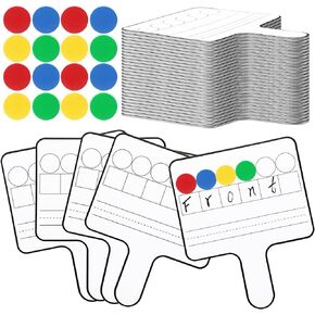Seajan 9 Pcs Magnetic Paddle Set Education Dry Erase Double Side Handheld Answer Board with Magnetic Counters Discs Phonemic Awareness Phonics Games Toy for Students Kids Teaching Supply