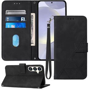 S24 Wallet Case,for Samsung Galaxy S24 Case,Card Holder Slots Wrist Strap TPU Interior Protective S24 5G Phone Case,Stand PU Leather Folio Flip Cases Cover for Samsung Galaxy S24 (2024) (Blue)