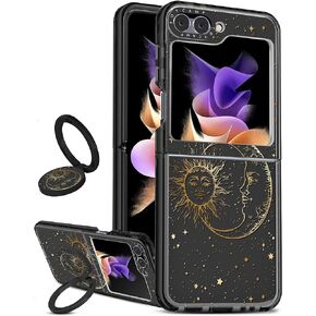 Toycamp for Samsung Galaxy Z Flip 5 Case with Ring Holder, Cute Cartoon Flamingo Print Designed Fun Funny Shockproof Protective Designer Phone Cases for z flip 5 for Women Girls Boys Teens Kids